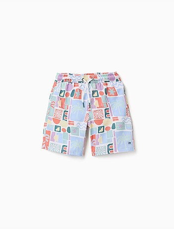 Short de bain avec imprimé coloré et cordon de serrage