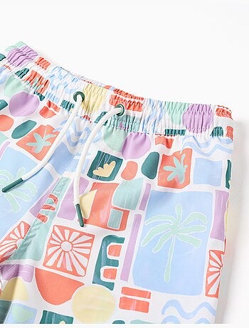 Short de bain avec imprimé coloré et cordon de serrage