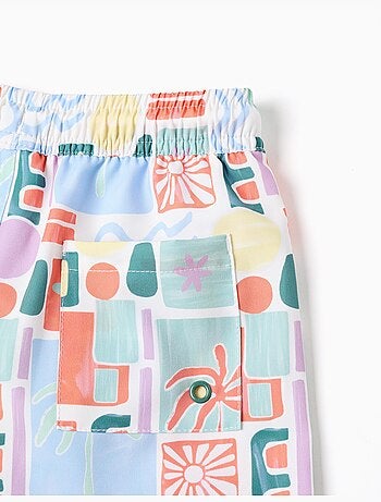Short de bain avec imprimé coloré et cordon de serrage