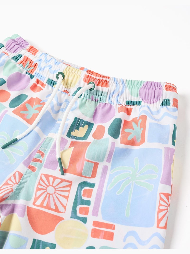 Short de bain avec imprimé coloré et cordon de serrage Noir Orange - Kiabi