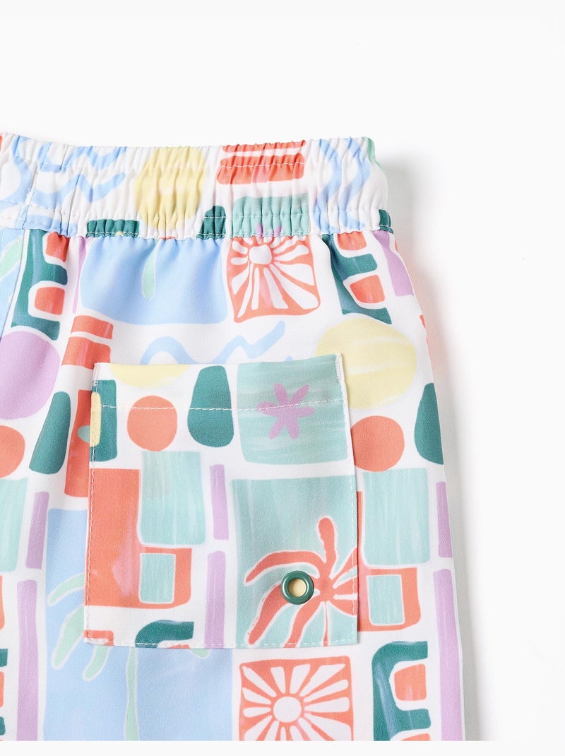 Short de bain avec imprimé coloré et cordon de serrage Noir Orange - Kiabi