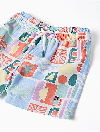 Short de bain avec imprimé coloré et cordon de serrage