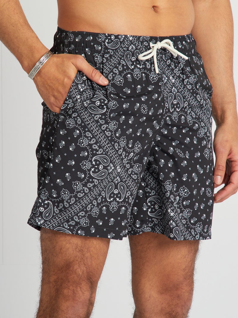 Short de bain avec imprimé Noir/blanc - Kiabi