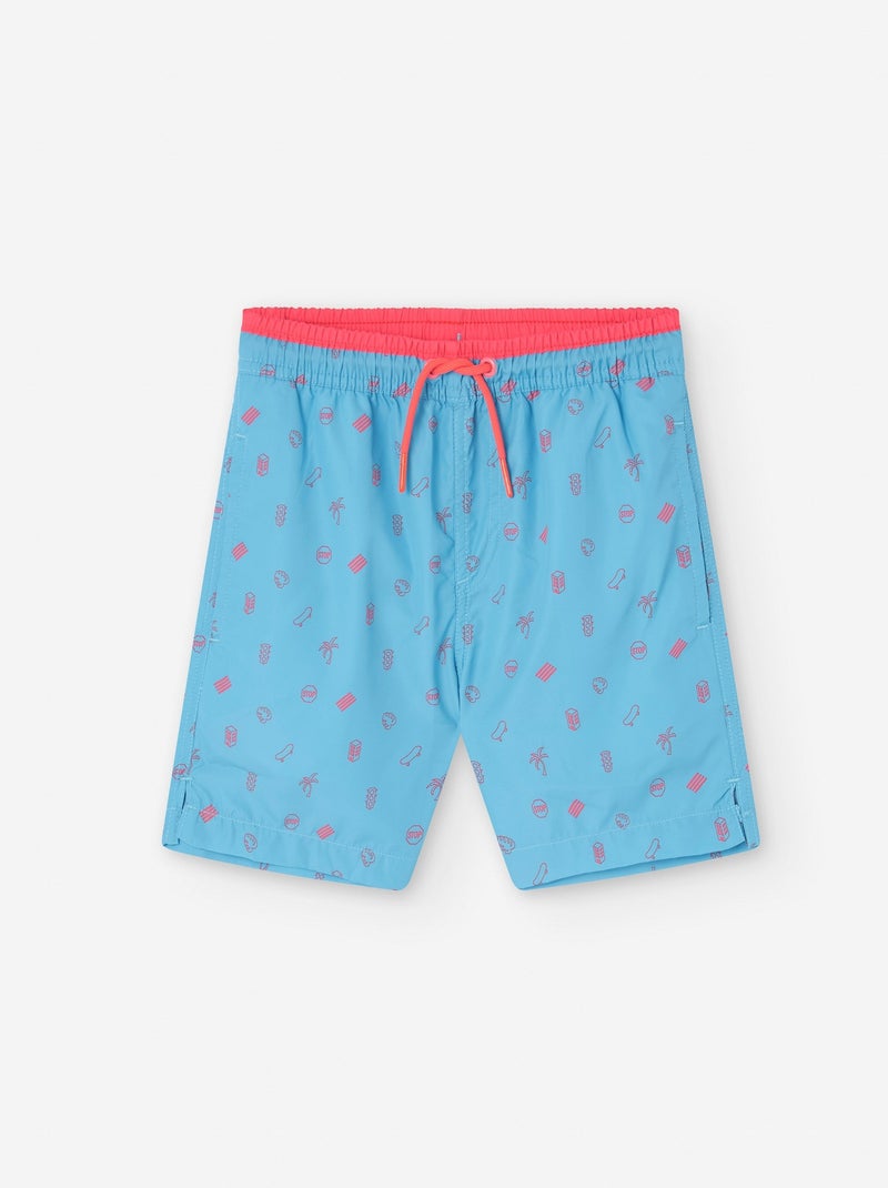 Short de Bain avec Motif Bleu clair - Kiabi