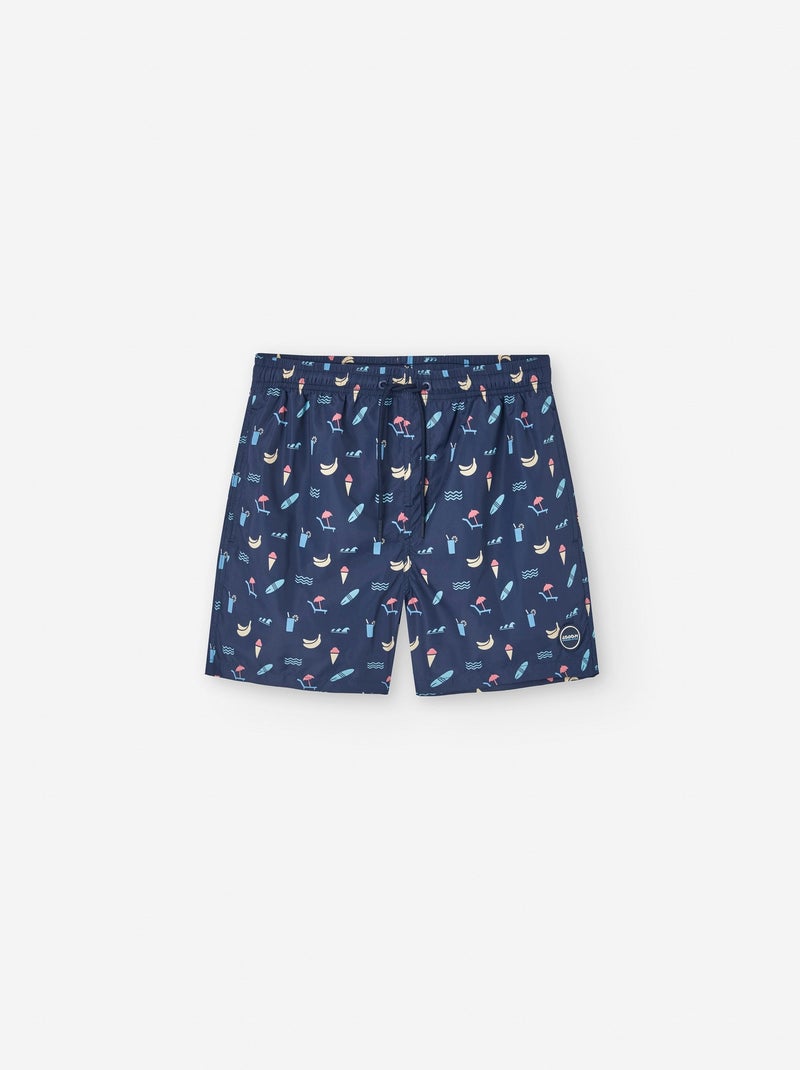 Short de Bain avec Motif Bleu clair - Kiabi
