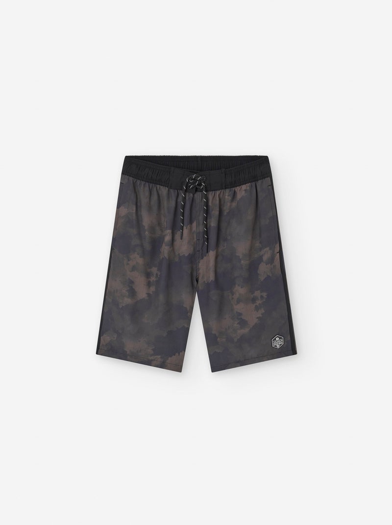 Short de Bain avec Motif Noir - Kiabi