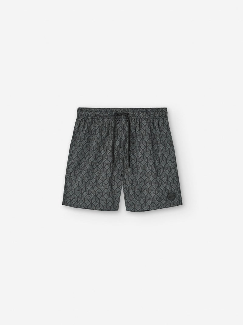 Short de Bain avec Motif Noir - Kiabi