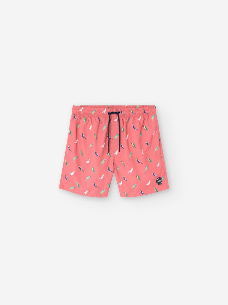 Short de Bain avec Motif Rose - Kiabi