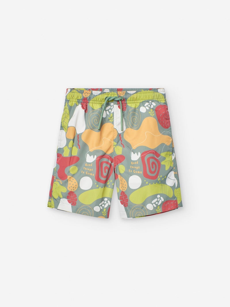 Short de Bain avec Motif Vert foncé - Kiabi