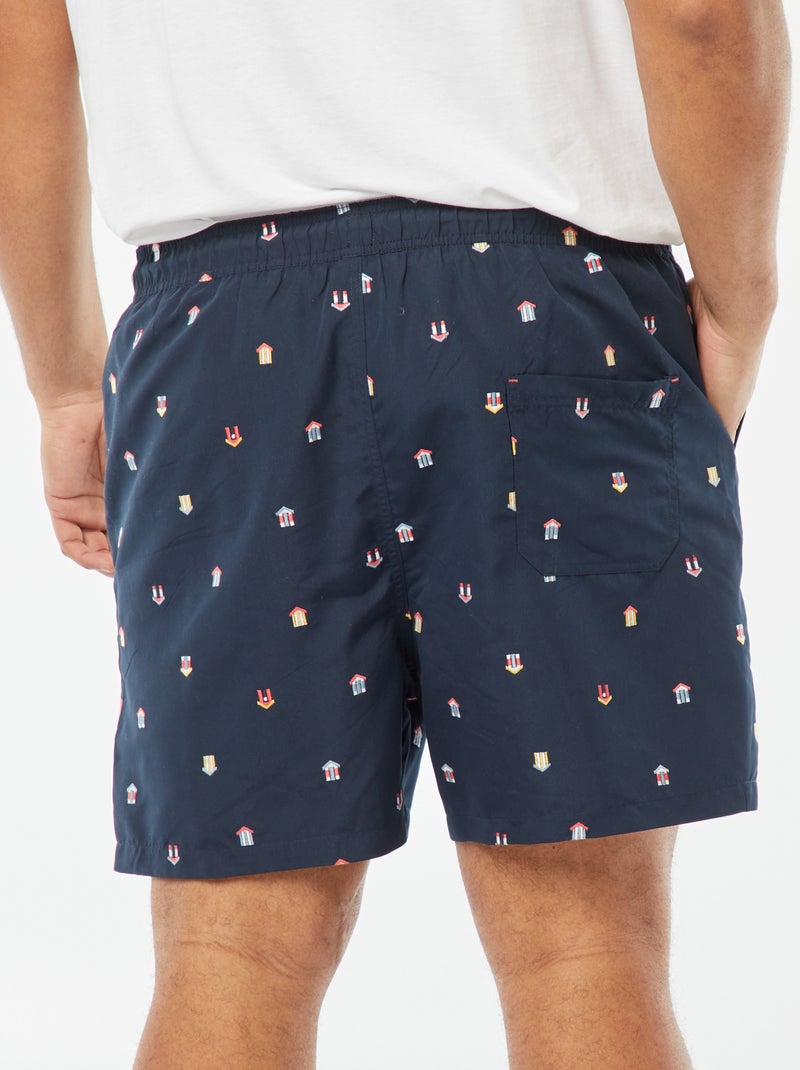 Short de bain avec motifs brodés Bleu marine - Kiabi