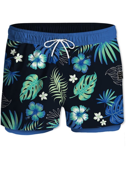 Short de bain avec moulant long dessous Fluo Freegun - Kiabi Short de bain avec moulant long dessous Fluo Freegun - Kiabi