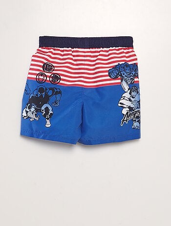 Avengers Maillot De Bain Boxer Garçon Bleu Marine - Style Rétro Super-Héros Marvel, Confort Et Séchage Rapide 9 Ans