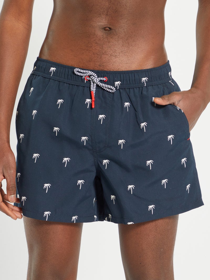 Short de bain brodé bleu marine - Kiabi