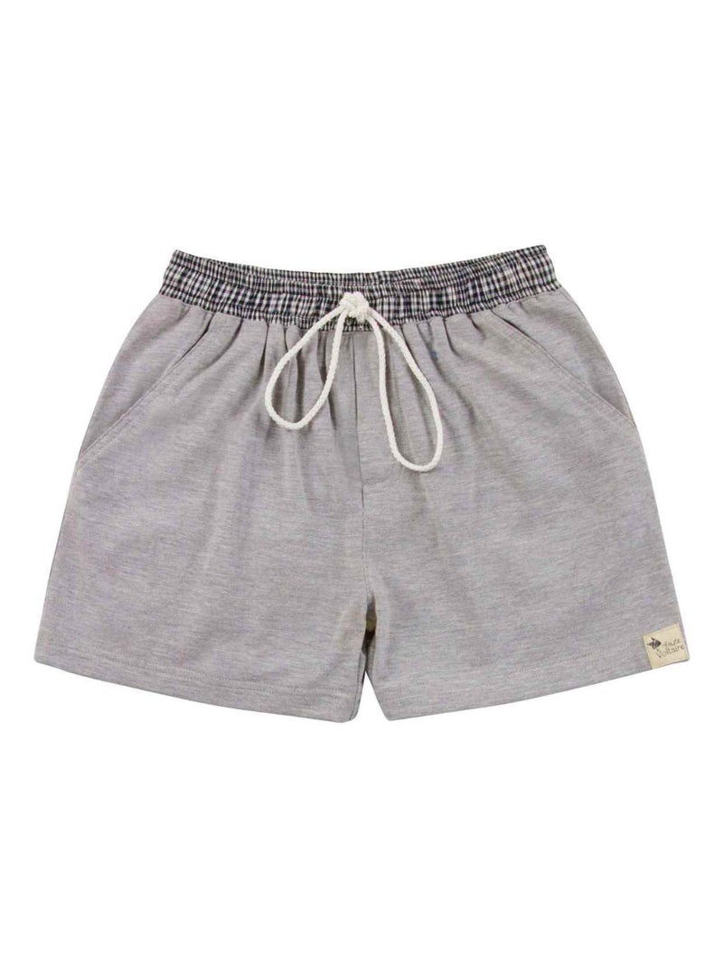 Short de bain    carreaux vichy noirs  SWIMBOY - 'LA FAUTE A VOLTAIRE' Gris - Kiabi