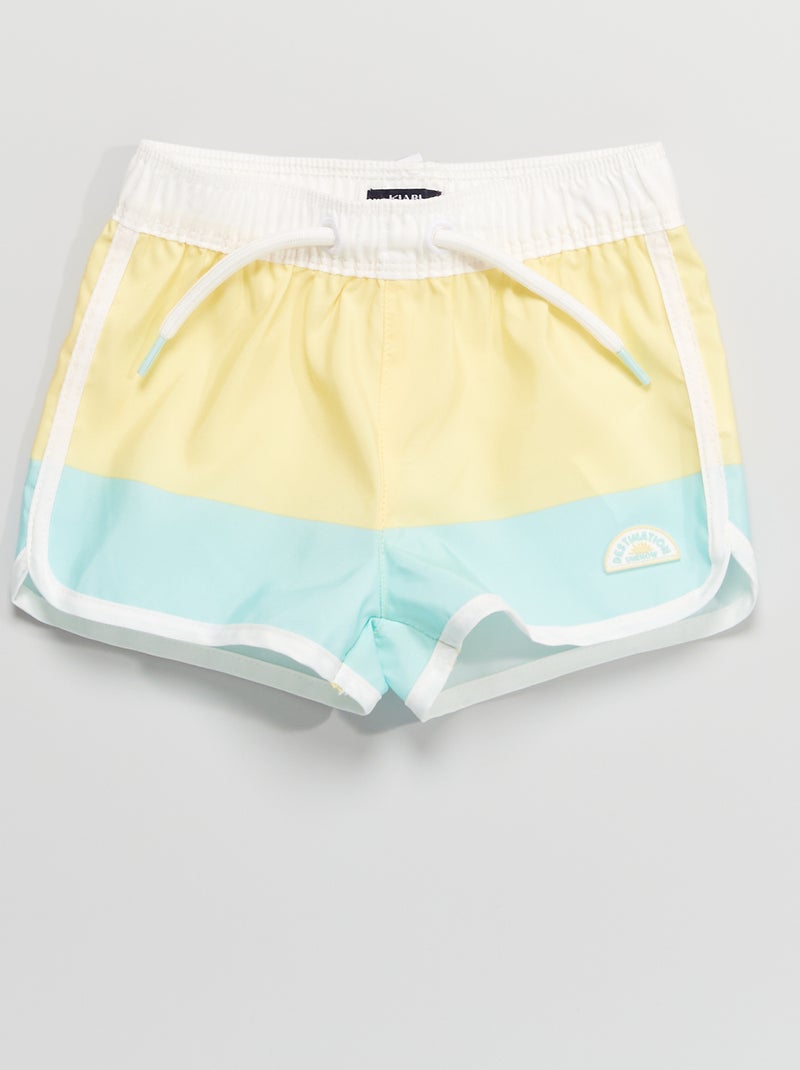 Short de bain 'color block' Bleu/Jaune - Kiabi