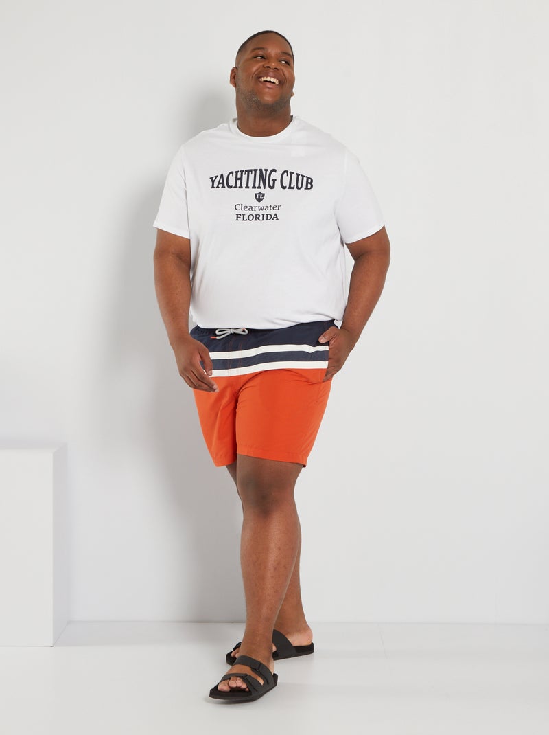 Short de bain color-block Bleu/orange - Kiabi