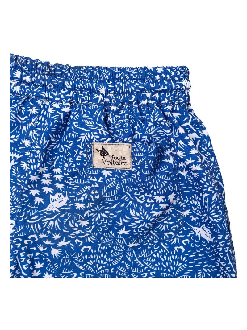 Short de Bain  Coton   et   SWIMBOY - La Faute à Voltaire Bleu Blanc - Kiabi