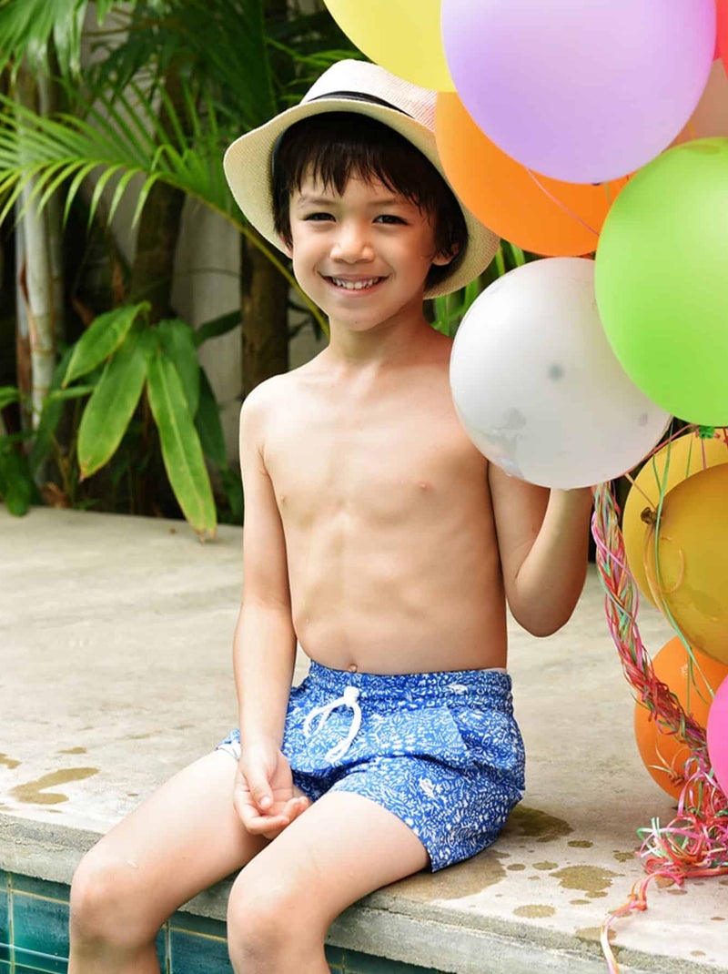 Short de Bain  Coton   et   SWIMBOY - La Faute à Voltaire Bleu Blanc - Kiabi