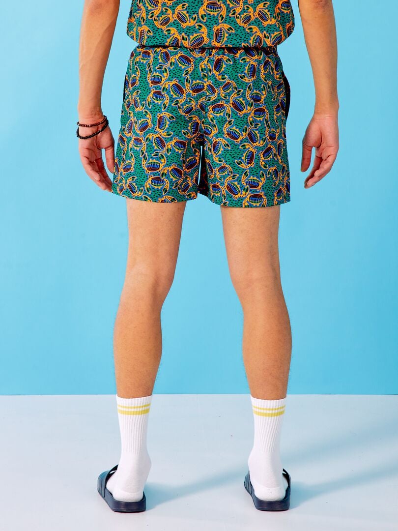 Short de bain court à motifs Vert - Kiabi