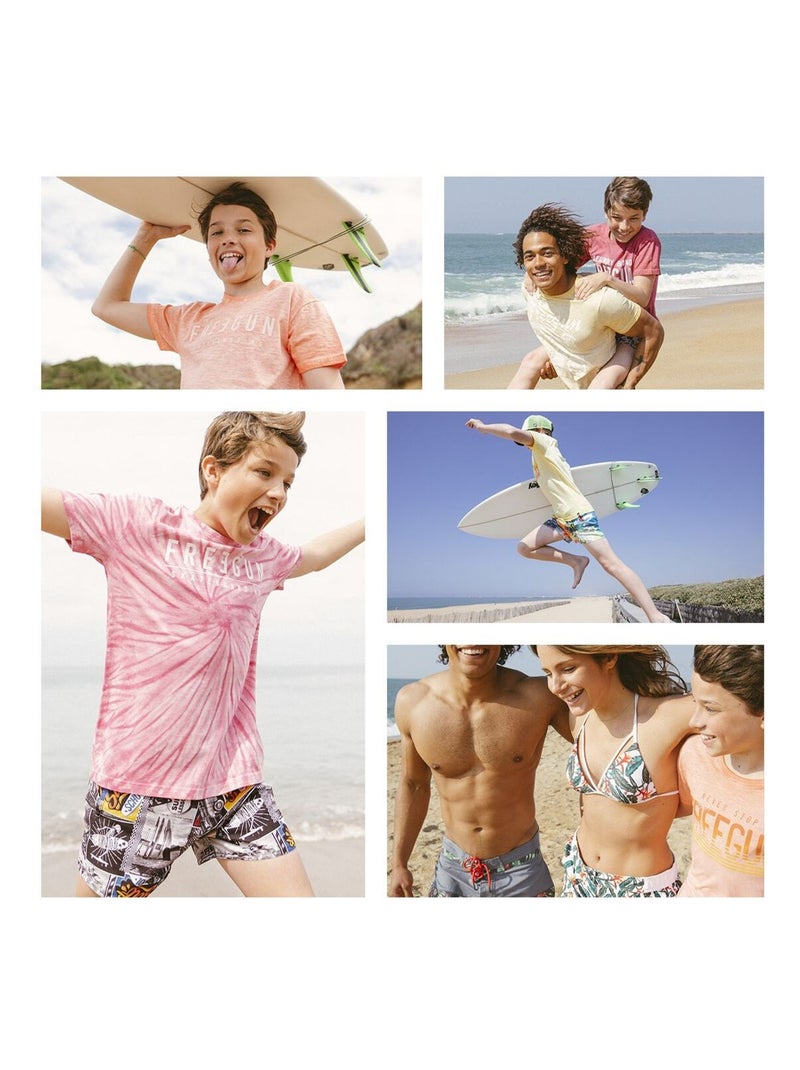 Short de bain court enfant avec doublure Ecoo Freegun Orange - Kiabi