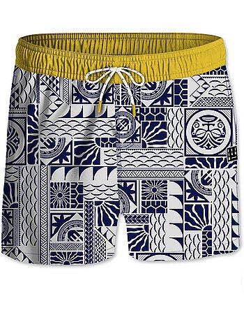 Short de bain court homme avec doublure tiki freegun