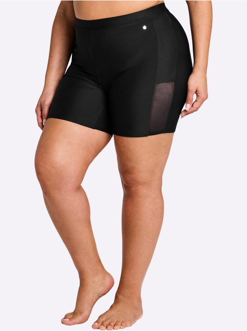 Short De Bain Empiècement Maille - Taille Standard - Sheego Noir - Kiabi