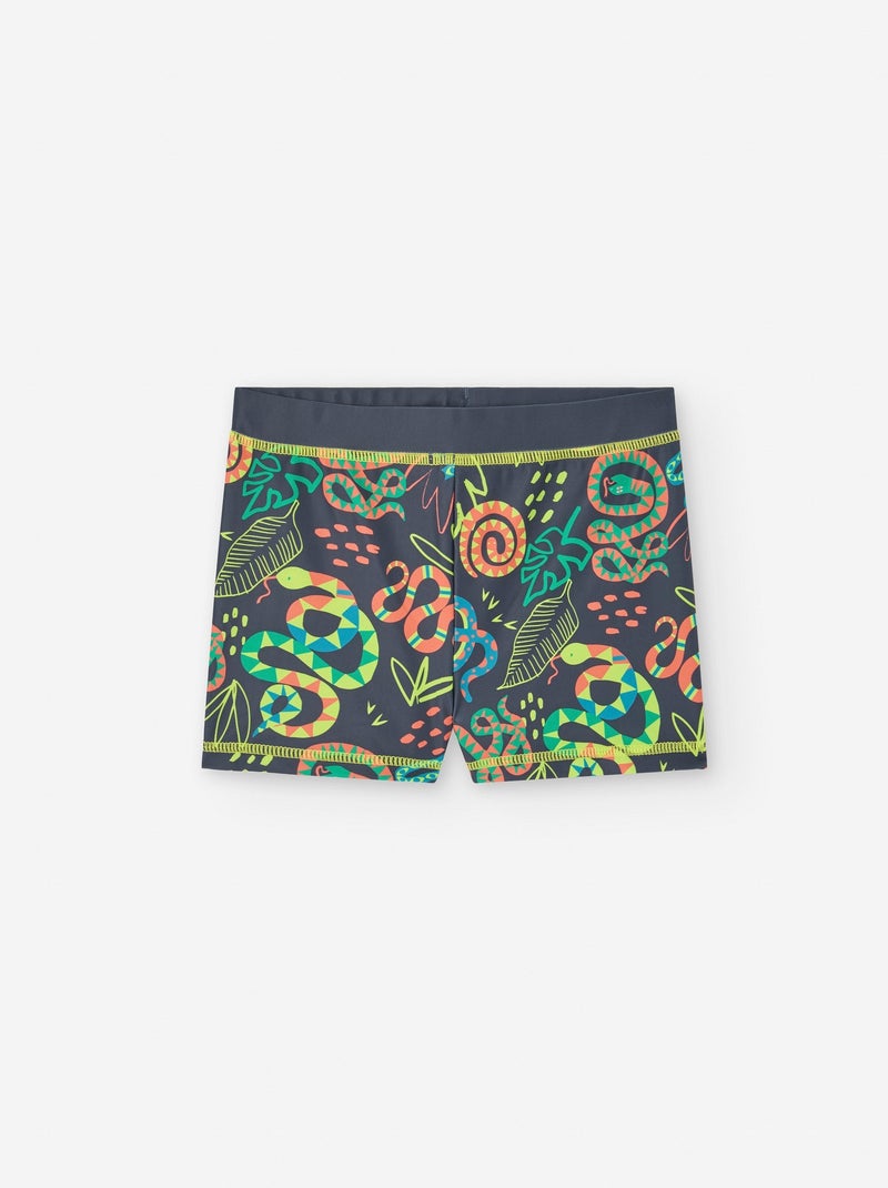 Short de Bain en Lycra Motif Bleu foncé - Kiabi