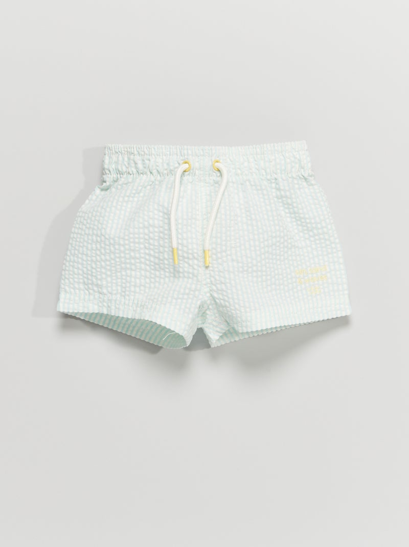Short de bain en maille gaufrée Bleu - Kiabi