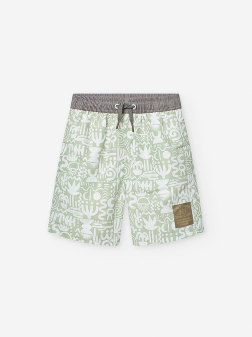 Short de Bain en Microfibre avec Motif - Kiabi