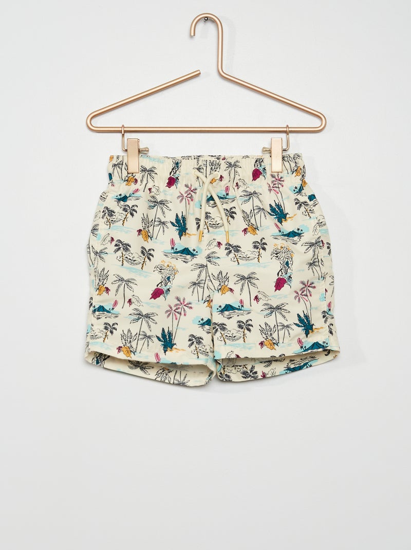 Short de bain fantaisie blanc 'île' - Kiabi