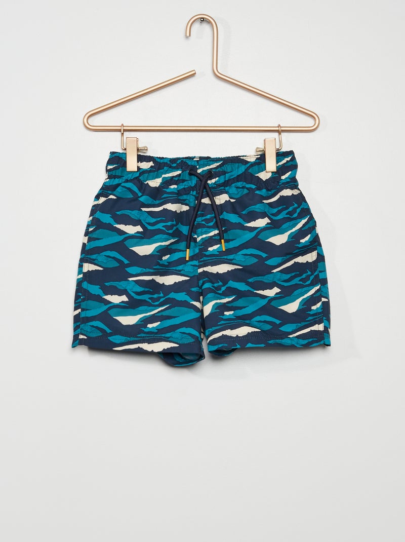 Short de bain fantaisie bleu 'camouflage' - Kiabi