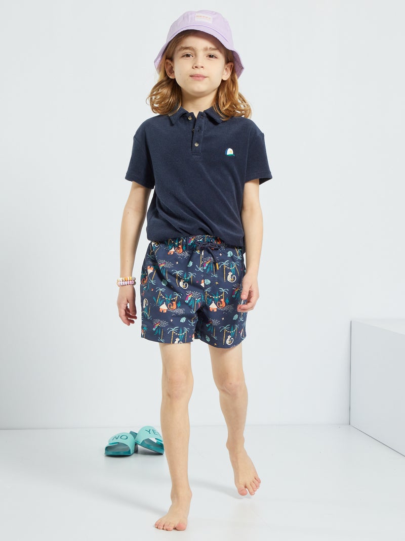 Short de bain fantaisie bleu 'jungle' - Kiabi