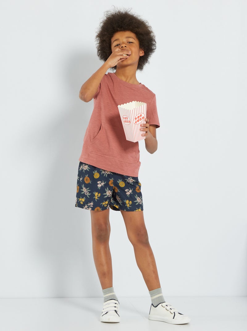 Short de bain 'fleuri' bleu - Kiabi