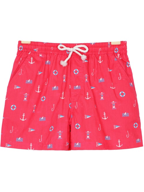 Short de Bain Garçon  Rouge Imprimé Marin Bleu Ciel  SWIMBOY - 'LA FAUTE A VOLTAIRE' - Kiabi