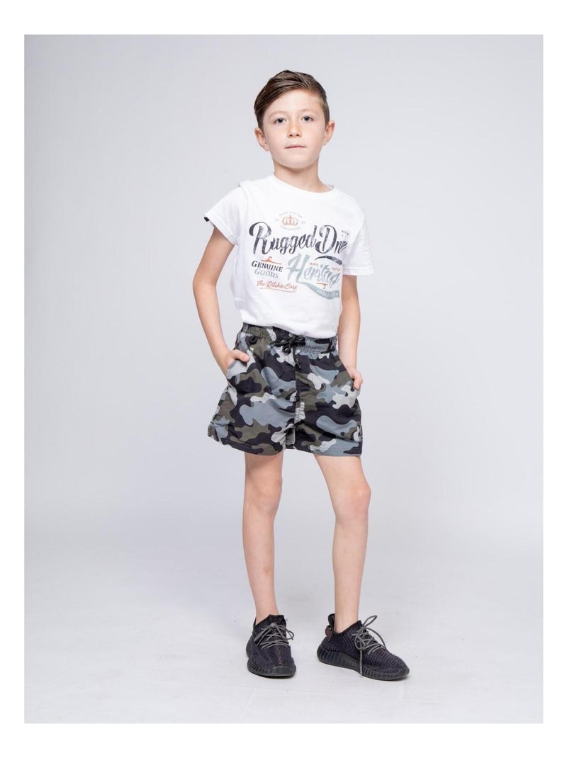 Short de bain GUSTAVO garçon Kaki - Kiabi