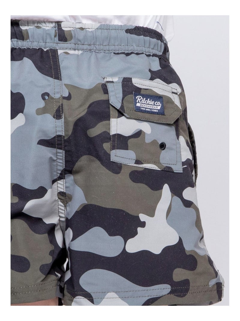 Short de bain GUSTAVO garçon Kaki - Kiabi