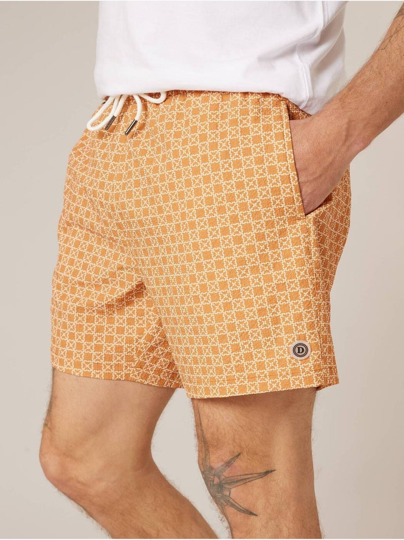 Short de bain homme à imprimé graphique 'Deeluxe' Orange clair - Kiabi