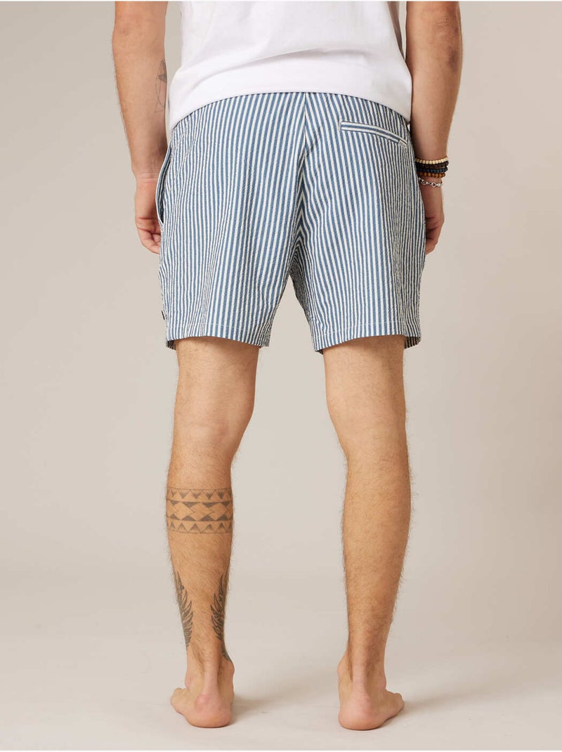 Short de bain homme à rayures effet gaufré 'Deeluxe' Bleu - Kiabi
