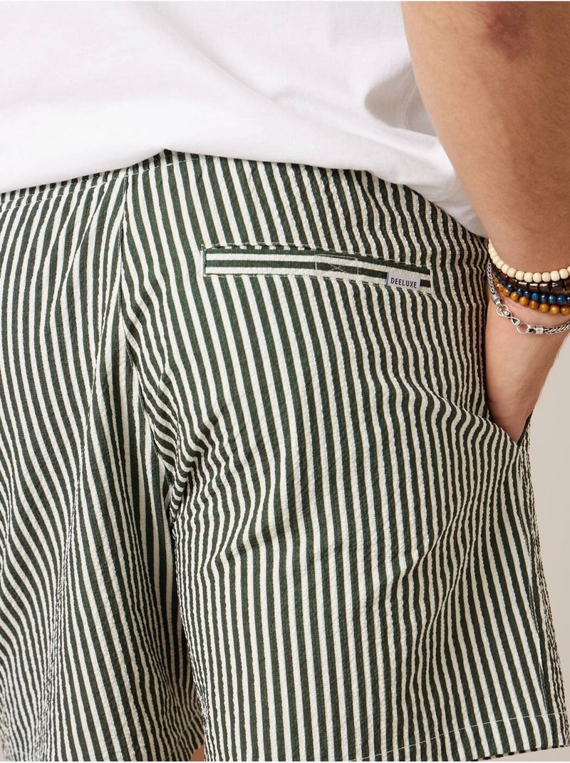 Short de bain homme à rayures effet gaufré 'deeluxe' Kaki - Kiabi