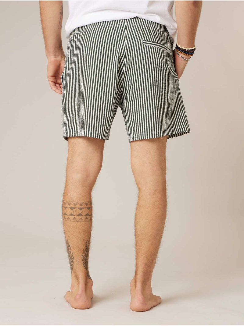 Short de bain homme à rayures effet gaufré 'deeluxe' Kaki - Kiabi