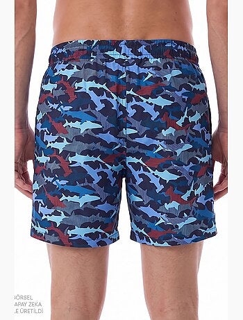 Short de bain homme à rayures et motif poisson penti