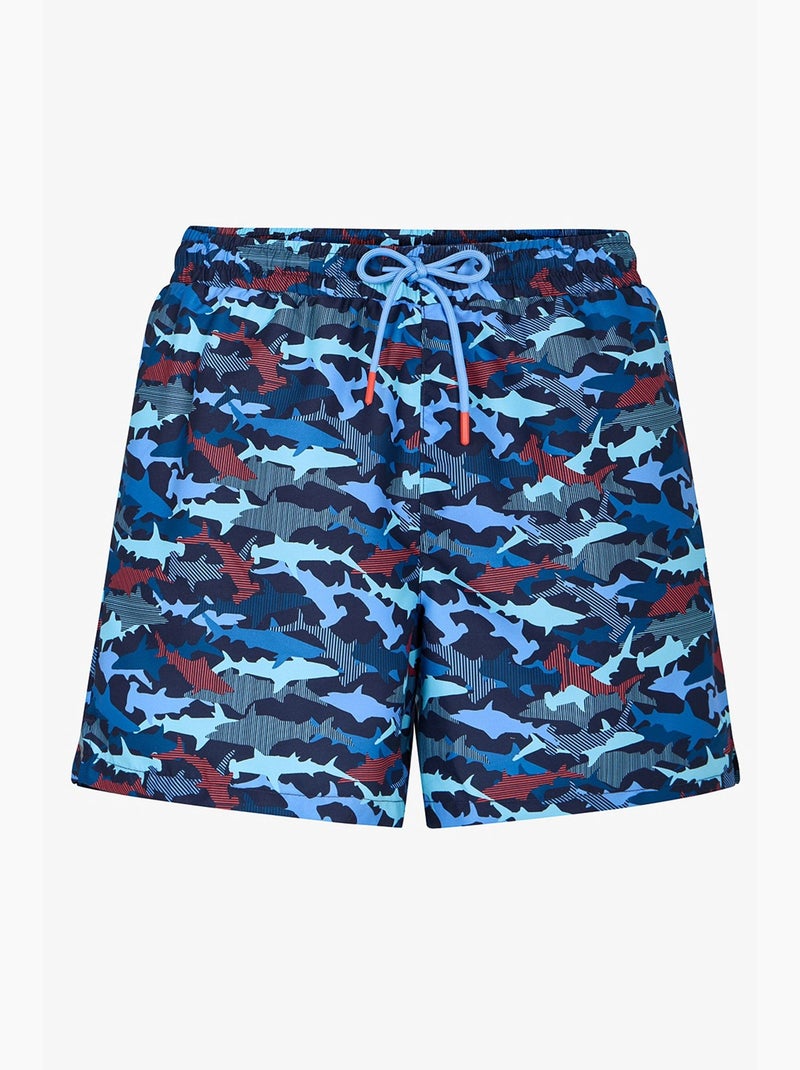 Short de bain homme à rayures et motif poisson penti Bleu marine - Kiabi