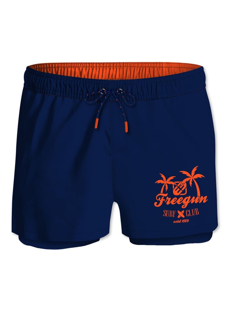 Short de bain homme avec moulant long dessous Club Freegun Bleu - Kiabi