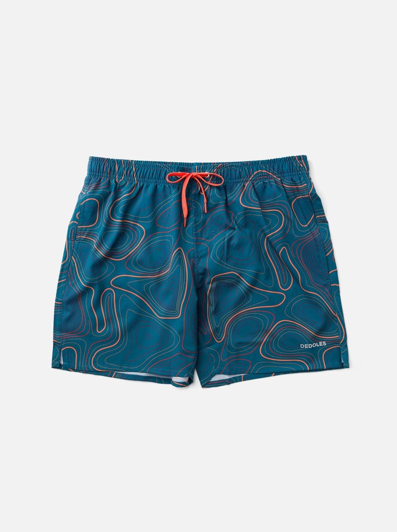Short de bain Homme Dedoles Lignes Topographiques Bleu - Kiabi