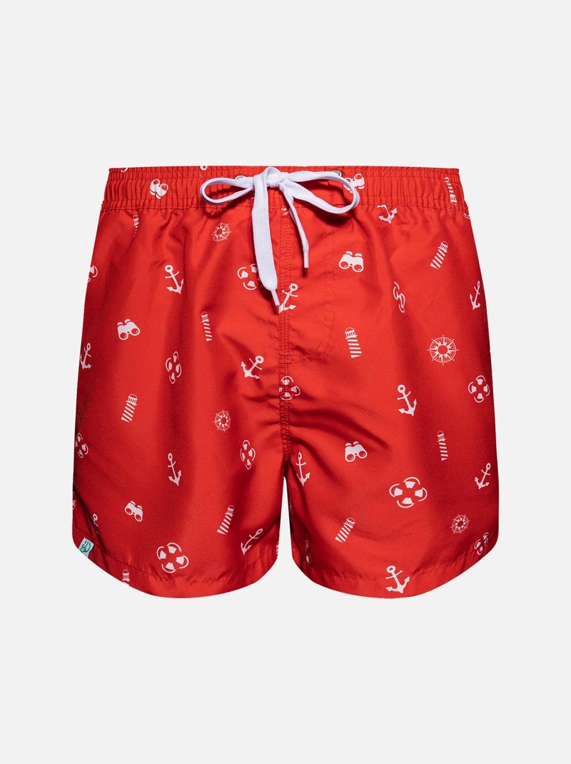 Short de bain Homme Dedoles Sauveteur Blanc Rouge - Kiabi