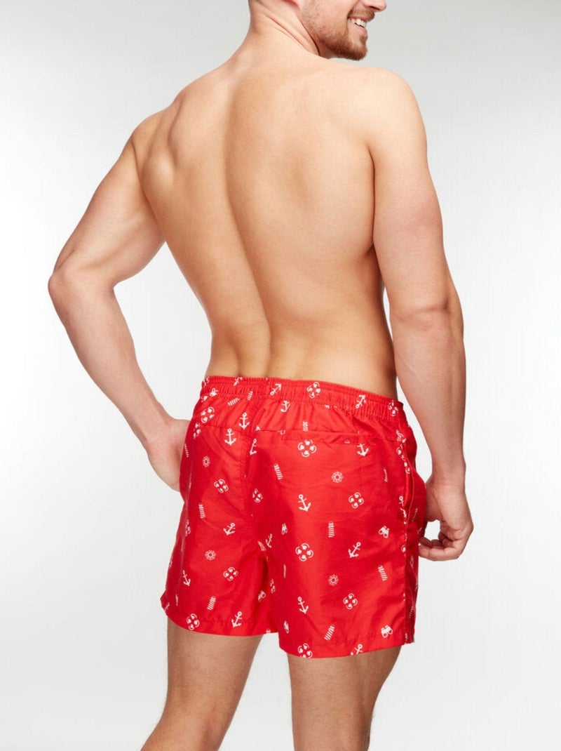 Short de bain Homme Dedoles Sauveteur Blanc Rouge - Kiabi