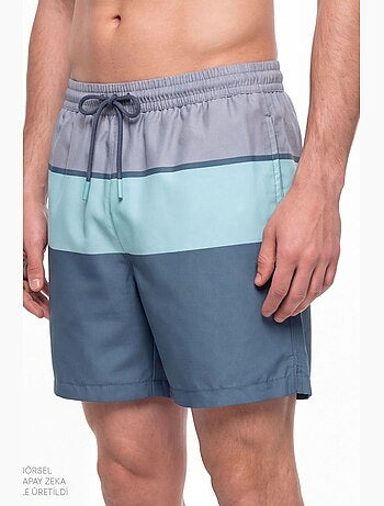 Short de bain homme mindful colour block à rayures penti