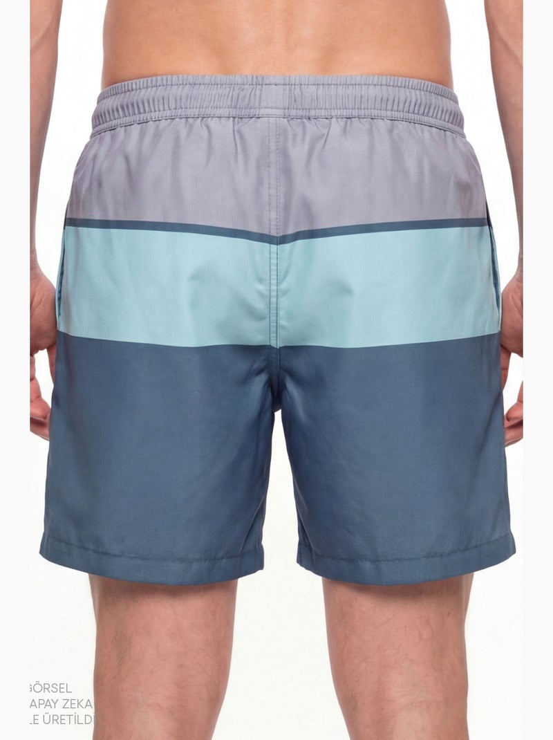 Short de bain homme mindful colour block à rayures penti Gris Vert Bleu - Kiabi