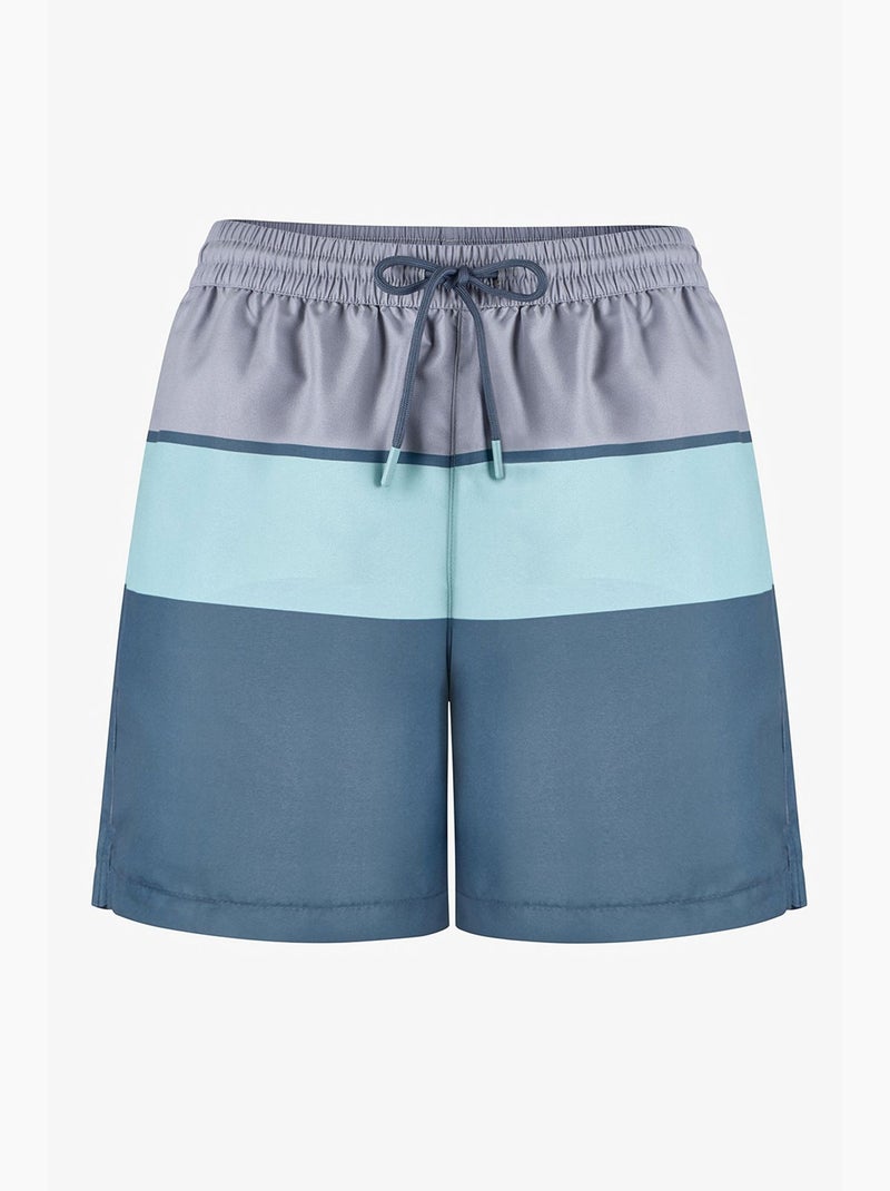 Short de bain homme mindful colour block à rayures penti Gris Vert Bleu - Kiabi