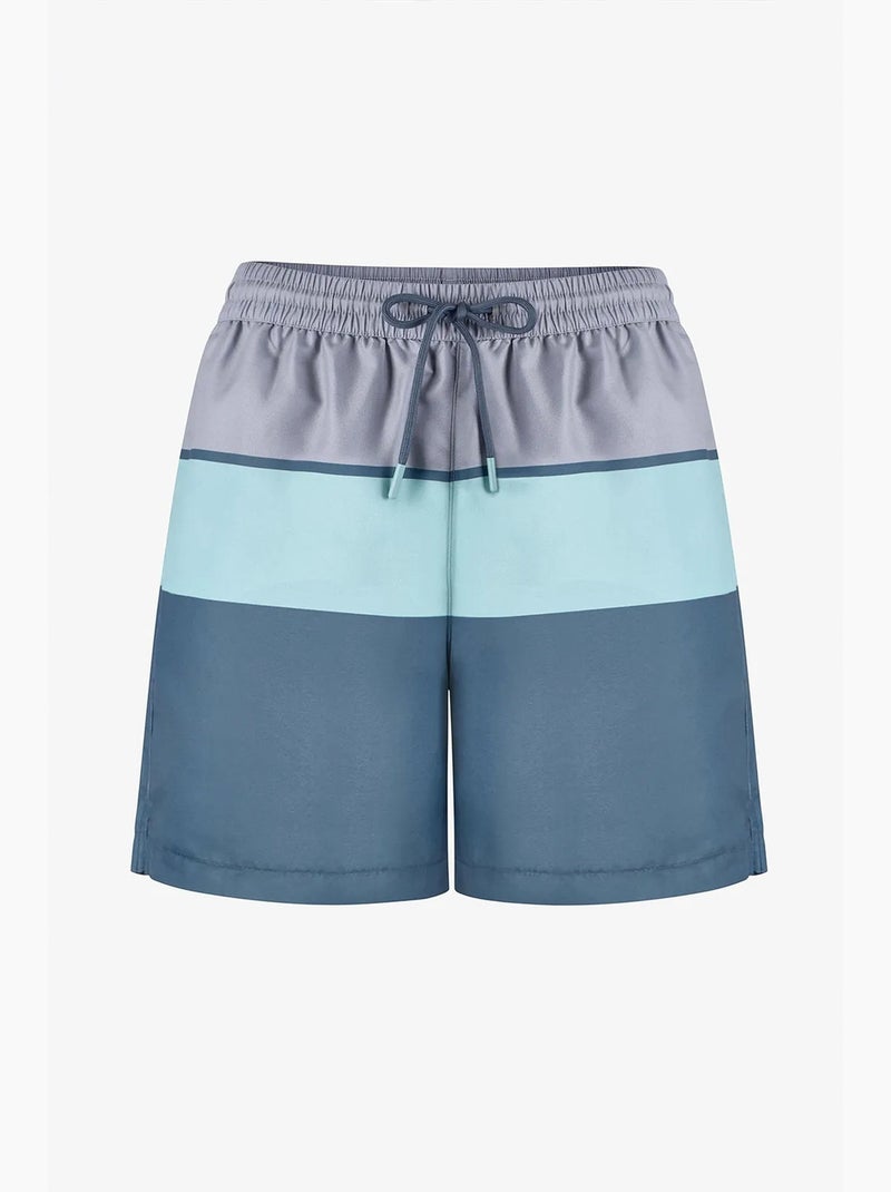 Short de bain homme mindful colour block à rayures penti Gris Vert Bleu - Kiabi